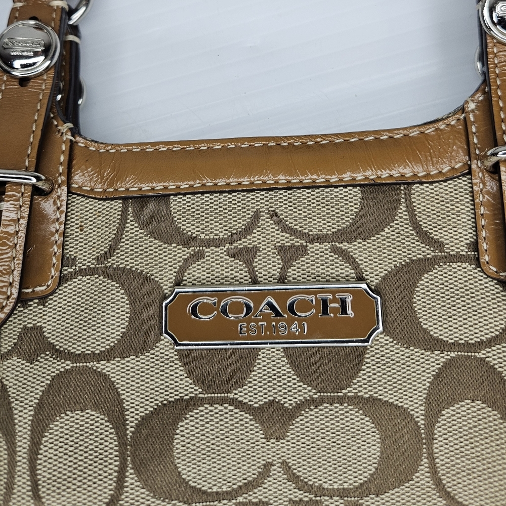 Coach Brown Signature Gallery Tote – Medium Canvas & Leather – Tan – Zip - Picture 8 of 16